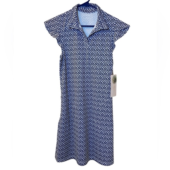 NWT X by Gottex Dress Golf Tennis Navy White Gothic Print Moisture Wicking WM S - Picture 1 of 13